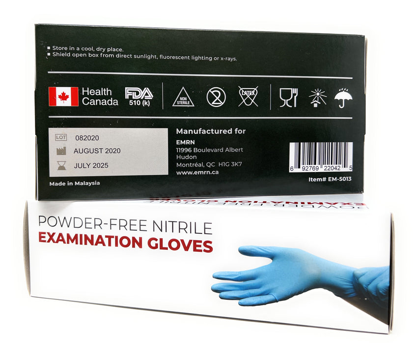 Medbec Powder-Free Nitrile Examination Gloves, Blue, Medium - Box of 100