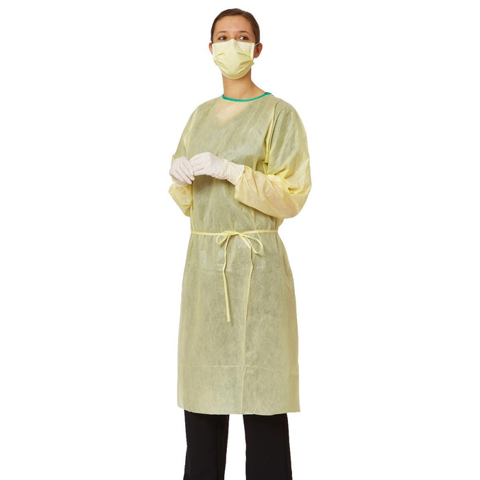 Technologist Choice Disposable Isolation Gowns, Yellow - Case of 50