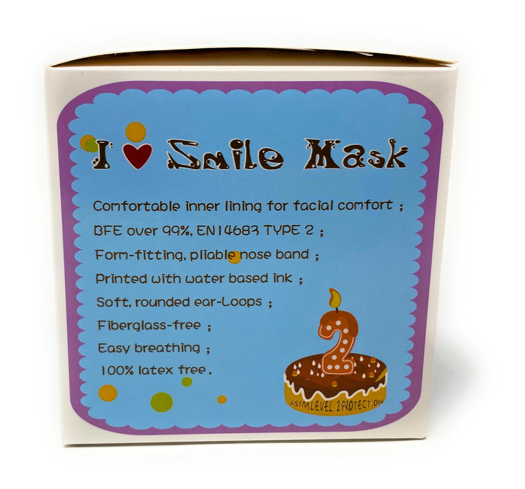 SMILE MASK Smiley Bunny Disposable 3 Layer Face Mask with 99% filtration - Box of 50