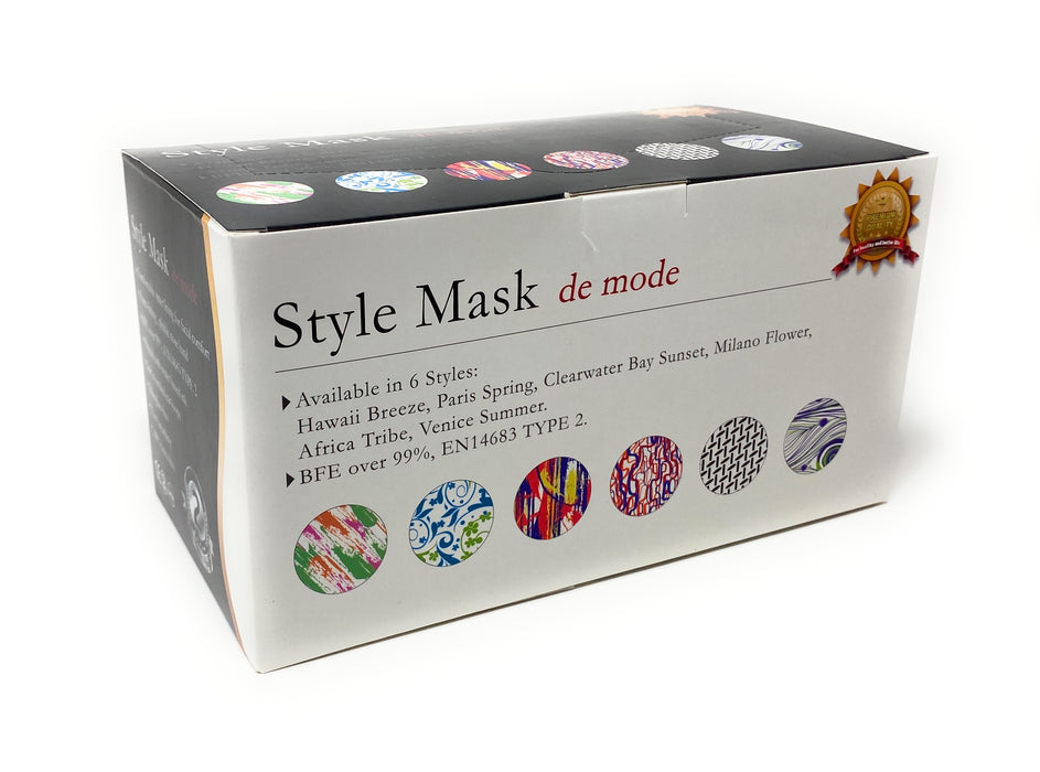 STYLE MASK Africa Tribe Disposable 3 Layer Face Mask with 99% filtration - Box of 50