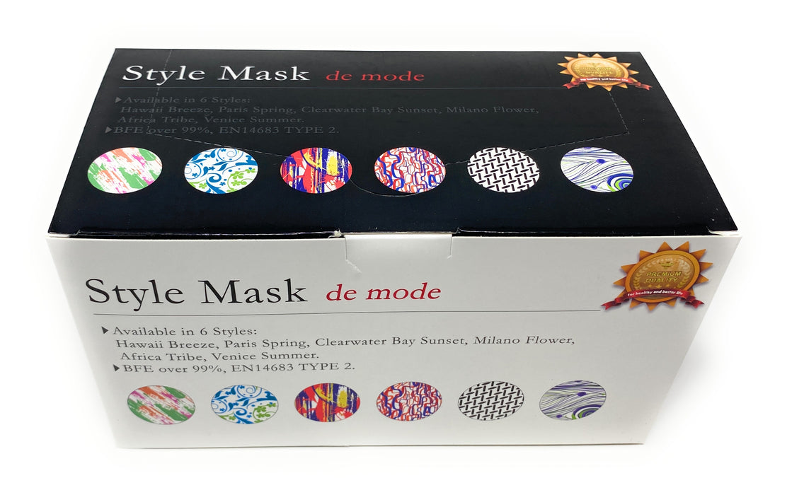 STYLE MASK Paris Spring Disposable 3 Layer Face Mask with 99% filtration - Box of 50