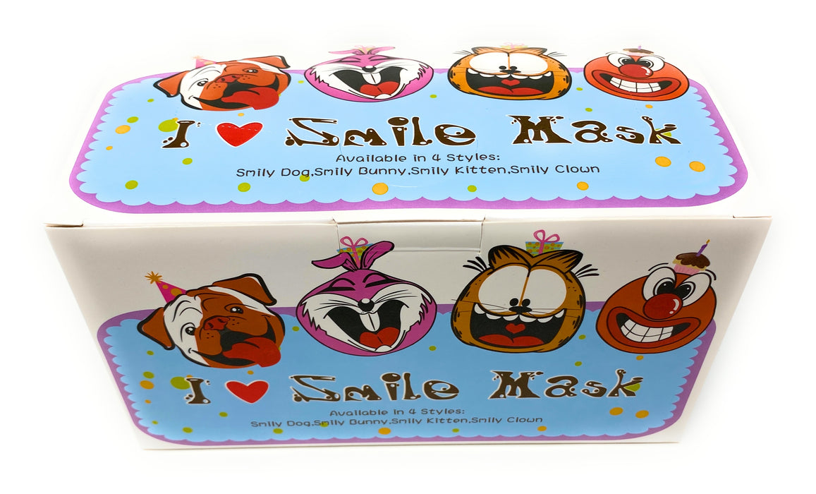 SMILE MASK Smiley Clown Disposable 3 Layer Face Mask with 99% filtration - Box of 50