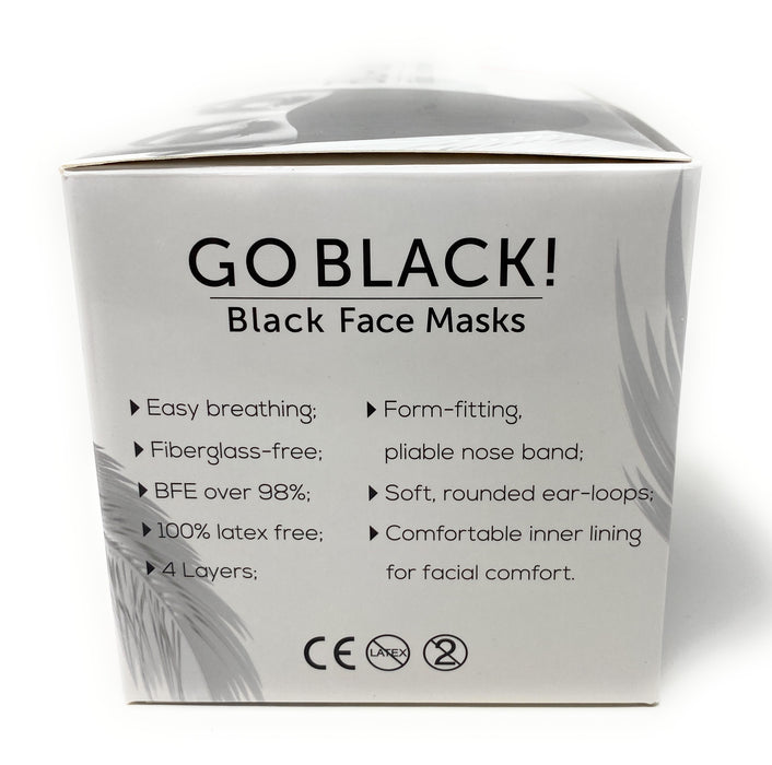 GO BLACK! Disposable 4 Layer Face Mask with 98% filtration - Box of 50