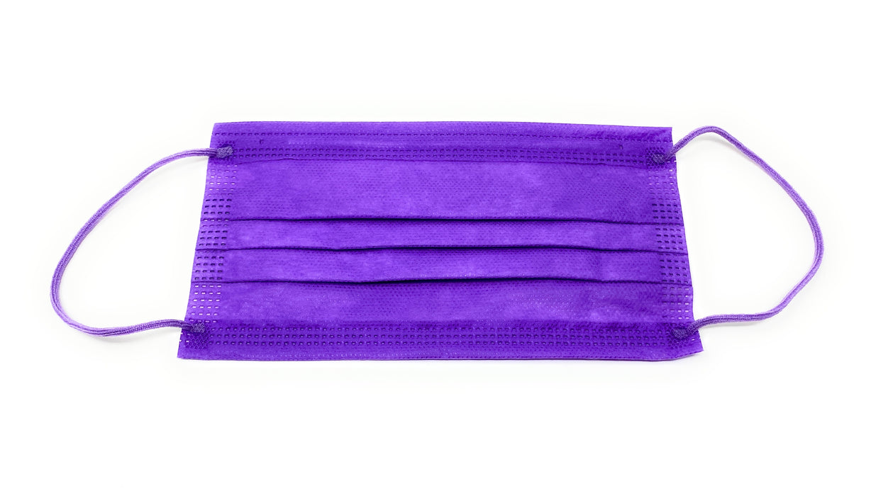 GO COLORS! Disposable 4 Layer Face Mask with 98% filtration, Lavender - Box of 50