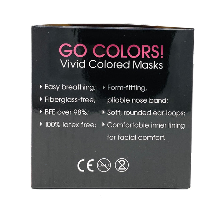 GO COLORS! Disposable 4 Layer Face Mask with 98% filtration, Fuchsia - Box of 50