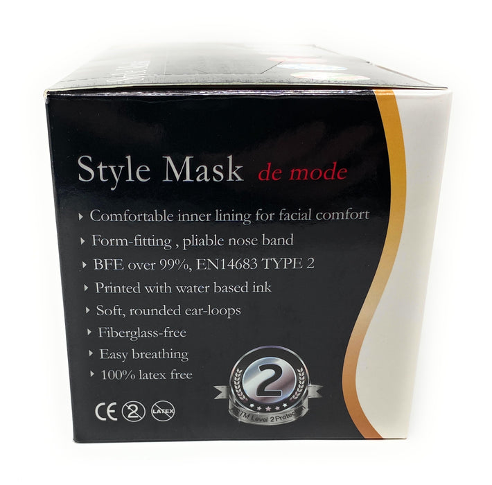 STYLE MASK Clearwater Bay Sunset Disposable 3 Layer Face Mask with 99% filtration - Box of 50