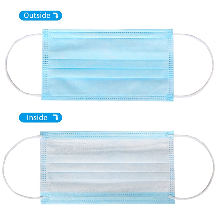 Disposable Face Mask, 3-Ply Facial Cover Masks with Ear Loop, Breathable Non-Woven Mouth Cover - Box of 50