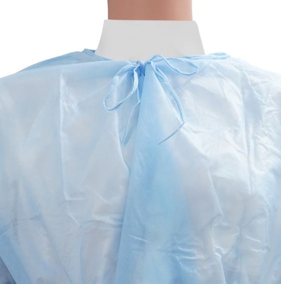 Medbec Disposable Isolation Gowns with Knitted Cuffs - Individually Wrapped, Blue - Case of 100